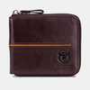 BULLCAPTAIN Portefeuille épais en cuir véritable pour hommes Porte-cartes multi-cartes Portefeuille à glissière