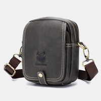 Bullcaptain Sac à bandoulière décontracté à plusieurs couches en cuir véritable pour homme