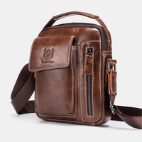 Bullcaptain Sac à bandoulière en cuir véritable sac à bandoulière vintage pour Hommes