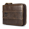 Bullcaptain portefeuille à trois volets en cuir véritable RFID antimagnétique Vintage 11 fentes pour cartes porte-monnai
