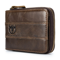 Bullcaptain portefeuille à trois volets en cuir véritable RFID antimagnétique Vintage 11 fentes pour cartes porte-monnai