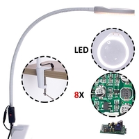 Bureau Grand Clip 48 LEDs 8X Loupe 800mm Tube Métallique Flexible Lampe Loupe Lumineuse Loupe Lecture / Retouche / Soudu
