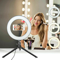 Bureau LED Live Ring Light 10 pouces lumière de remplissage avec mini trépied support USB Power Phone Holder pour Youtub