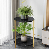 Bureau de conception minimaliste de marbrure de table basse ronde à double couche