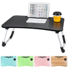 Bureau dordinateur pliant de bureau de plateau de lit de 60 x 40 x 28 cm avec fente pour carte et porte-gobelet