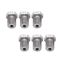 Buse en acier inoxydable TWO TREES® 0, 2 / 0, 3 / 0, 4 / 0, 5 / 0, 6 / 0, 8 mm V6 Buse M6 Fil pour imprimante 3D