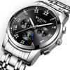 Business Cadran lumineux PU cuir / acier Bande 3ATM montre à quartz étanche pour hommes