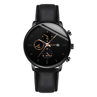 Business Sport Hommes Montres Alliage Boîtier En Cuir Bande Super Léger Chronographe Calendrier Montre À Quartz