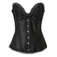 Bustier corset à lacets en satin noir dans le dos