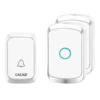 CACAZI A50 sans fil musique sonnette étanche Batterie 1 bouton 2 récepteur maison Bell sans fil anneau Bell carillon