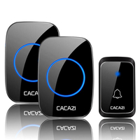 CACAZI A60 sonnette de musique sans fil étanche LED lumière Batterie 300M sonnette dappel sans fil à domicile 58 ca