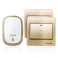 CACAZI AC110-220V sonnette sans fil étanche 2 boutons + 1 récepteurs enfichables 300M porte de musique à distance