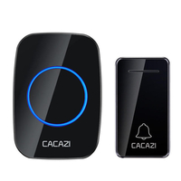 CACAZI FA10 sonnette de musique sans fil auto-alimentée étanche sans batterie appelant carillon de sonnette 1 bouton 1 r