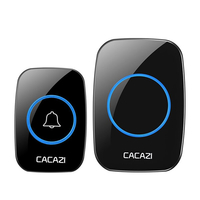 CACAZI LED Smart Sonnette Étanche 300 M À Distance Mini Sans Fil Porte Bell 38 Chimes 20-85dB Porte Bague