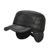 Cache-oreilles en cuir dhiver pour hommes Protection auditive Chapeaux à dessus plat en plein air Durable chaud arm