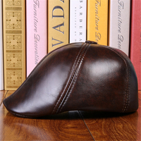 Cache-oreilles unisexe en cuir de vache véritable cache-oreilles béret chapeau oreille de protection en papier garçon ca