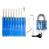 Cadenas pratique bleu avec 9pcs déverrouillage serrure médiator jeu de clés outil d