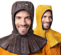 Cagoule de soudage professionnelle,  chapeau en cuir de vache avec doublure en coton anti-flamme cousue pour casque de so