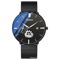 Calendrier daffaires de mode en acier inoxydable de 4 couleurs pour hommes montre à quartz ultra-mince étanche