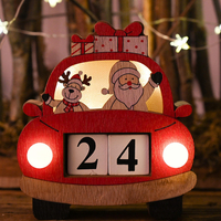 Calendrier de voiture de Noël avec lumières ornements en bois accessoires créatifs en bois décoration calendrier ornemen