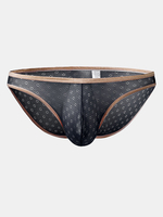 Caleçon Sexy Dentelle Transparent à Bord Doré pour Homme
