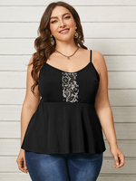 Cami Design Dos Nu en Dentelle Spaghetti de Grande Taille