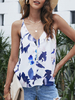 Camisole blanche sans manches à col en V et imprimé floral à fermeture éclair