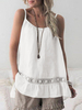 Camisole en coton à épissage réglable dos nu solide évidé