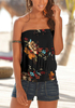 Camisole plissée sans manches à imprimé floral aléatoire