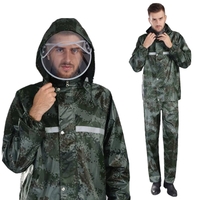Camouflage imperméable camping randonnée moto avec masque facial imperméable vêtements de pluie adultes
