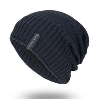 Casquette Skullies tricotée solide pour hommes Plus Chapeaux de crâne décontractés en velours chaud en plein air