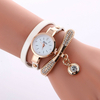 Casual femmes montre bracelet en cuir strass métal décoratif cercle pendentif montre à quartz multicouche
