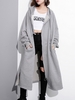 Casual Femmes Solide Couleur Zippée à Manches Longues Split Capuche Manteau