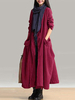 Casual Women Long Sleeve Solid Color Poches À Lacets Long Manteaux Manteaux