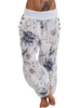Casual Women Loose Print Button Button Full Longueur Pantalon