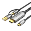 Câble compatible USB-C vers HDMI Vention CGX Câble de données multifonction avec câble de connexion dalimentation U