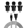 Câble de données de support WANCORE trois en One ligne de support de ligne de charge de véhicule flexible en métal pour