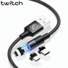 Câble de données magnétique Twitch 3A USB Type- C Micro USB Ligne de charge rapide pour Huawei P40 Pro Mate 30+ Mi10 Not