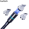 Câble de données magnétique Twitch 3A USB Type- C Micro USB Ligne de charge rapide pour Huawei P40 Pro Mate 30+ Mi10 Not
