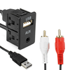Câble de prise audio stéréo pour voiture 3.5mm femelle vers 2 RCA mâle voiture bateau Mot montage encastré USB