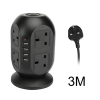 Câble dextension de 3 m avec protection contre les surtensions et prise de courant avec 8 voies 4 USB
