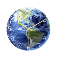 CC090 horloge murale créative nord / sud amérique terre lumineuse horloge murale muet horloge murale à Quartz pour décor