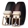 Ceinture à boucle ardillon rotative à 2 côtés en cuir véritable pour hommes