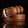 Ceinture daffaires décontractée en cuir de vachette à deux couches en alliage de couleur unie pour hommes