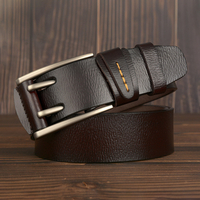 Ceinture daffaires décontractée en cuir de vachette de deuxième couche en alliage de couleur unie pour hommes