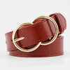 Ceinture de pantalon à double boucle en cuir PU pour femmes