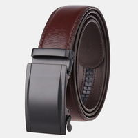 Ceinture en alliage de boucle automatique à double cliquet en cuir véritable pour hommes