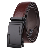 Ceinture en cuir à boucle automatique pour hommes daffaires Ceinture en cuir à deux couches pour hommes