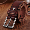 Ceinture en cuir véritable pour hommes Ceinture décontractée Sangle de taille Broche lisse Ceinture rétro