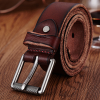 Ceinture en cuir véritable pour hommes Ceinture décontractée Sangle de taille Broche lisse Ceinture rétro